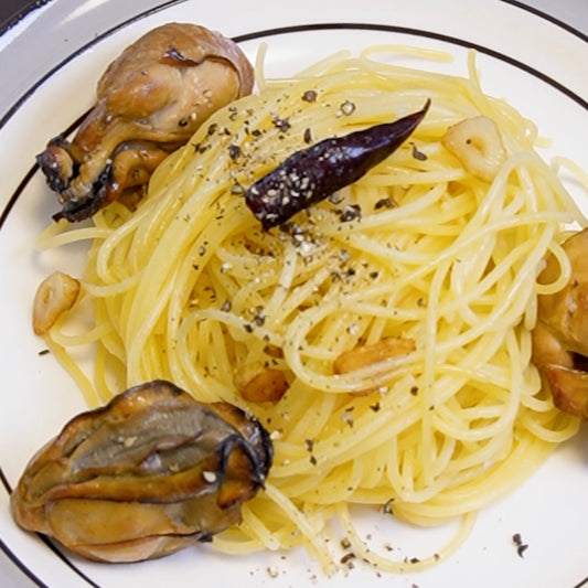 燻製牡蠣のペペロンチーノ